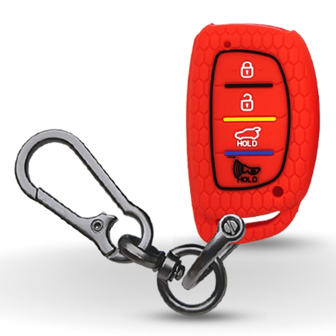 Red Silicone key cover for Hyundai Venue, i20 2021, Tucson, , Elantra, i20 N line with keychain