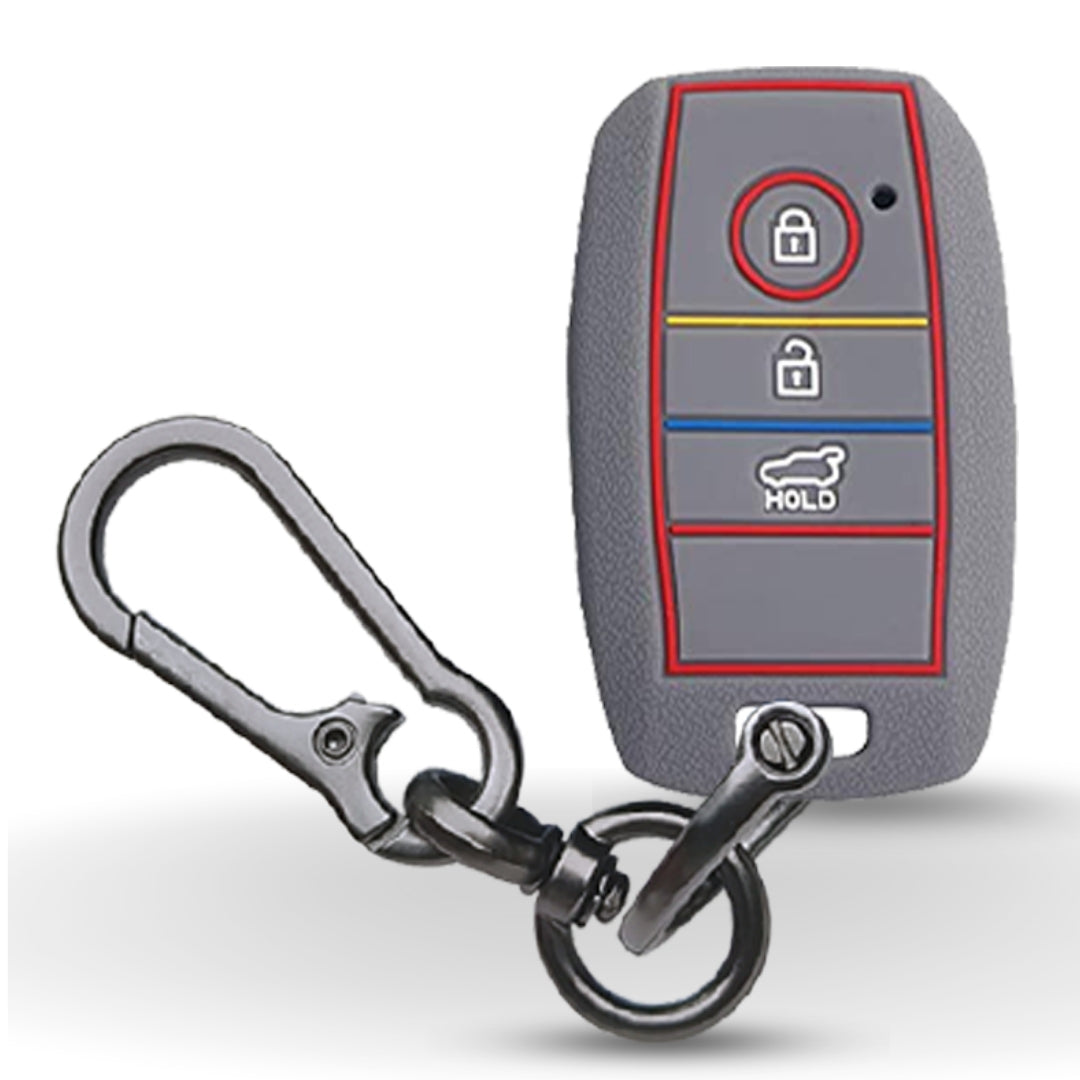 Grey Silicone key cover for Kia Seltos with keychain