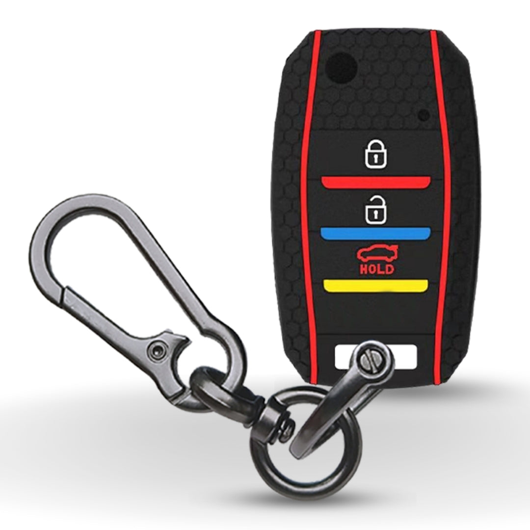 Black Silicone key cover for Kia Seltos with keychain