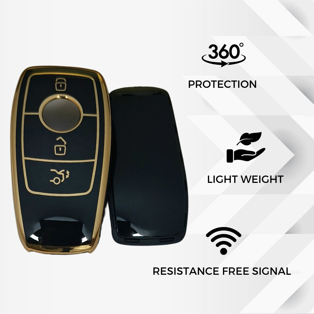 Mercedes Benz Gold Line TPU Key Cover with Keychain (Type 2)