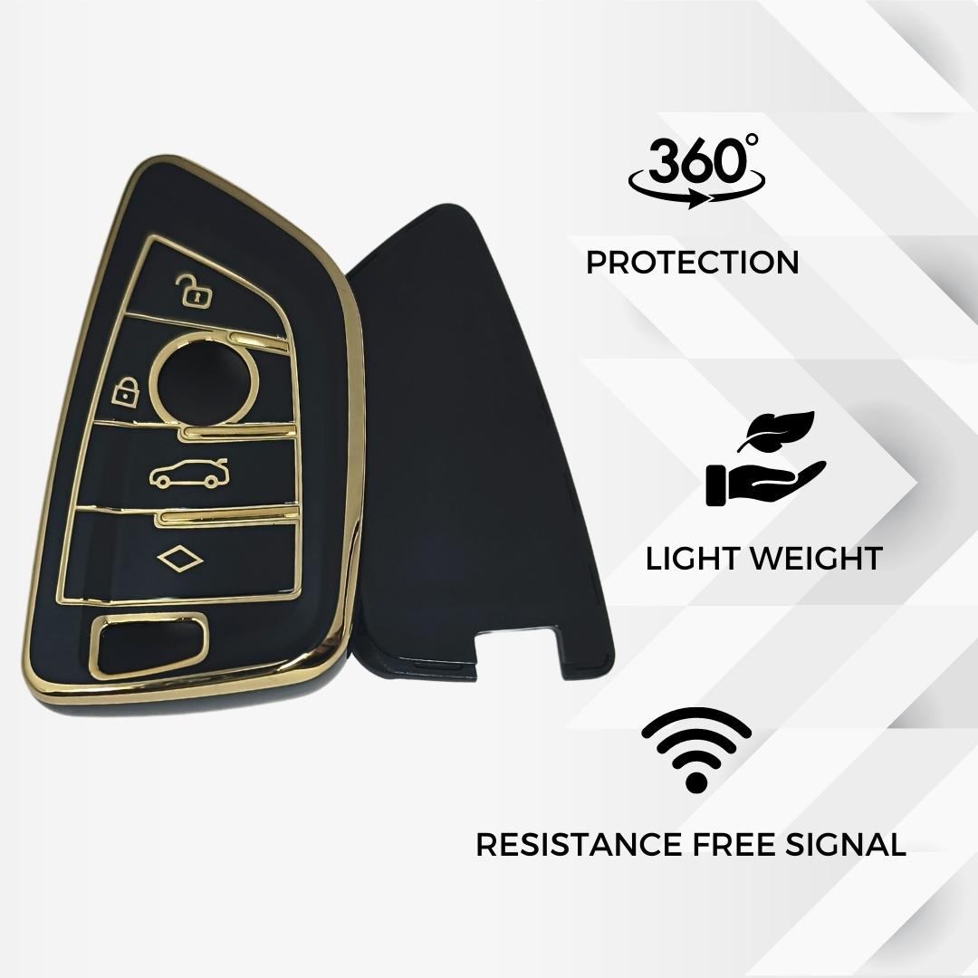 BMW Gold Line TPU Key Cover with Keychain (Type 2)