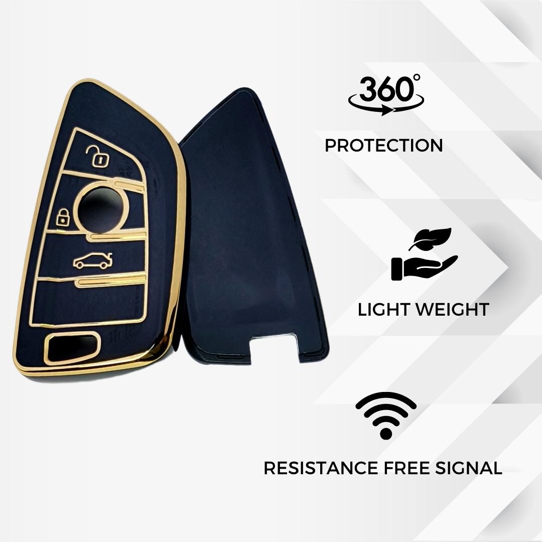 BMW Gold Line TPU Key Cover With Keychain (Type 2)