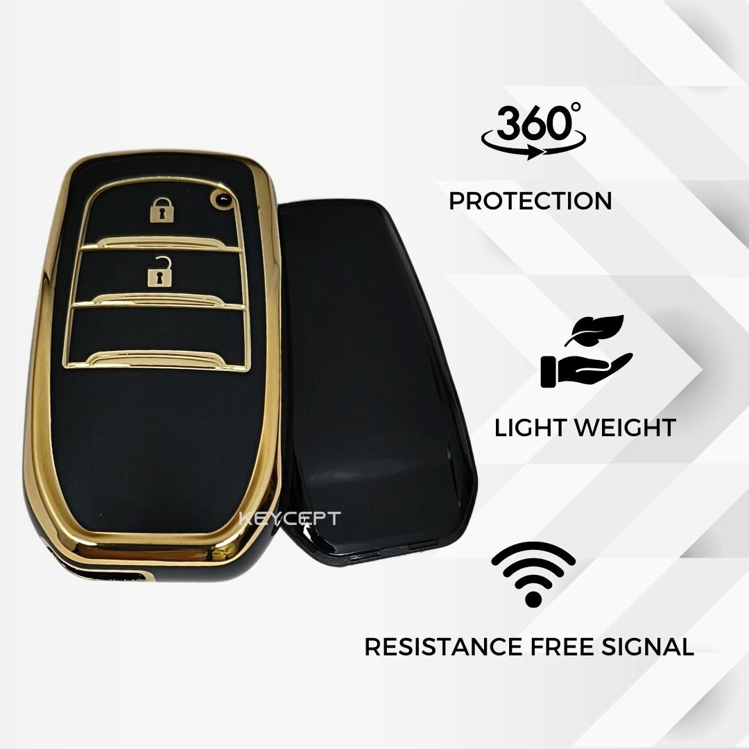 toyota fortuner innova crysta 2b smart tpu black gold key case keychain