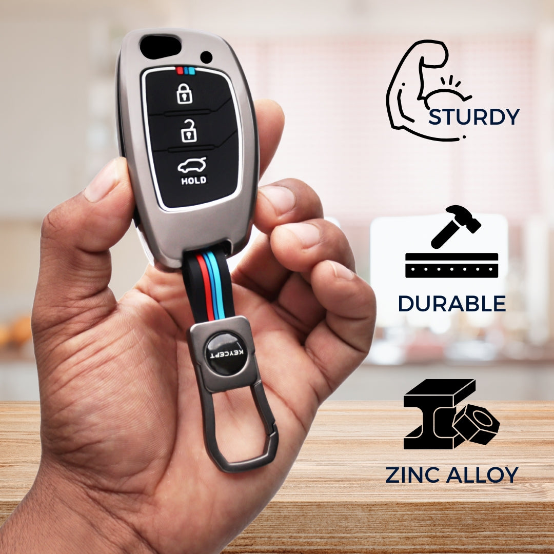 Hyundai Metal Alloy Key Cover with Keychain (Type M1)