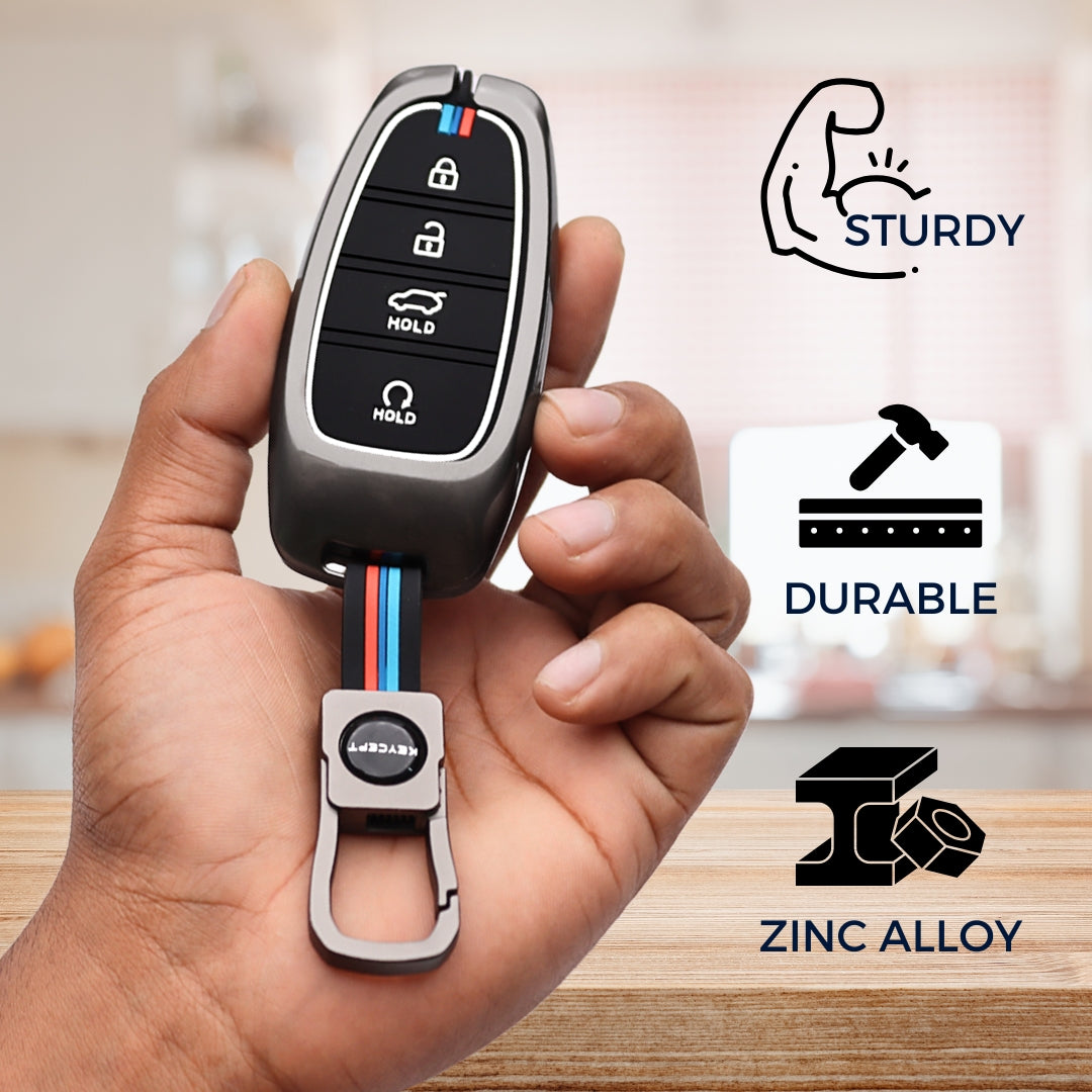 Hyundai Metal Alloy Key Cover with Keychain (Type M1)