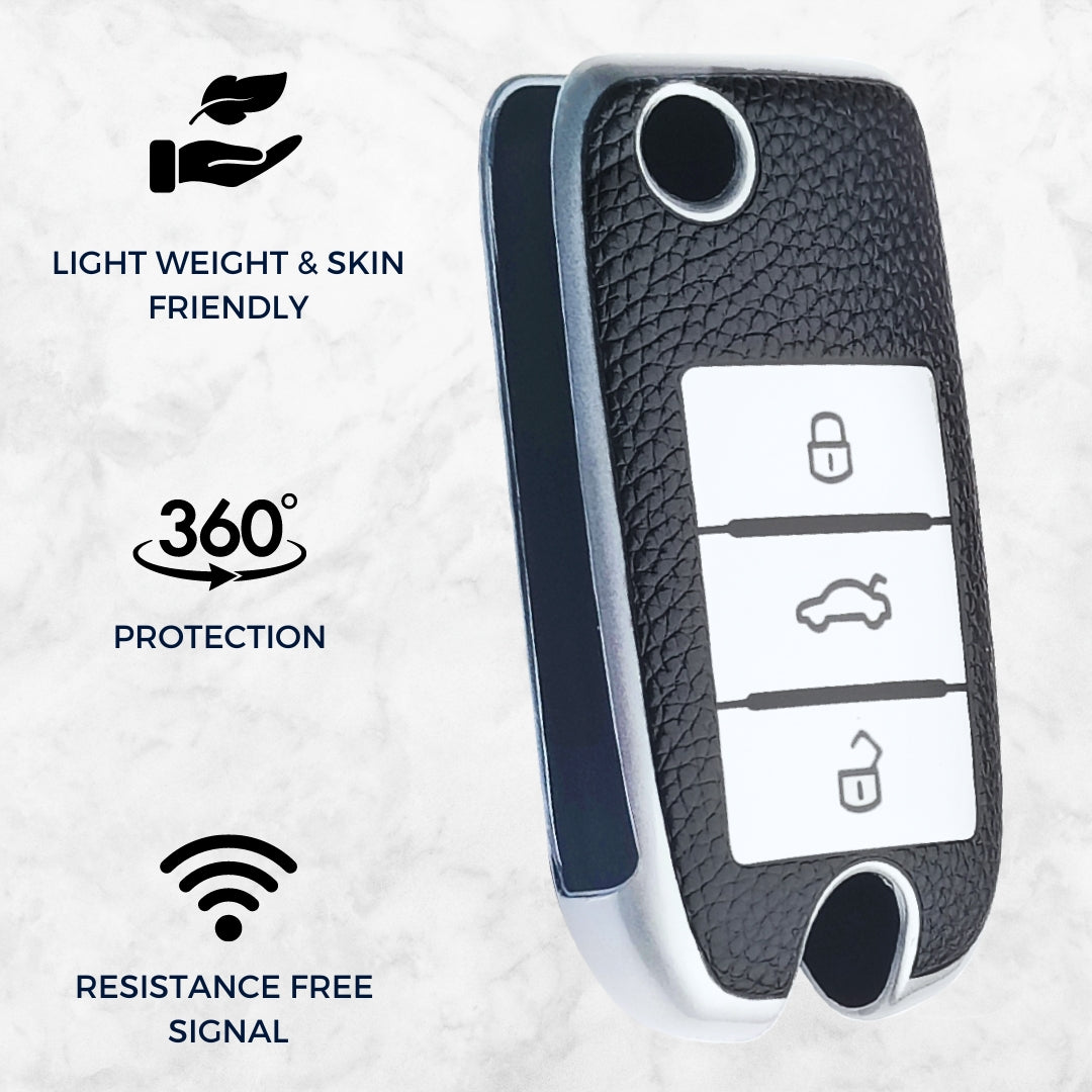 MG TPU (Artificial) Leather Key Cover with Keychain. (Type 7)