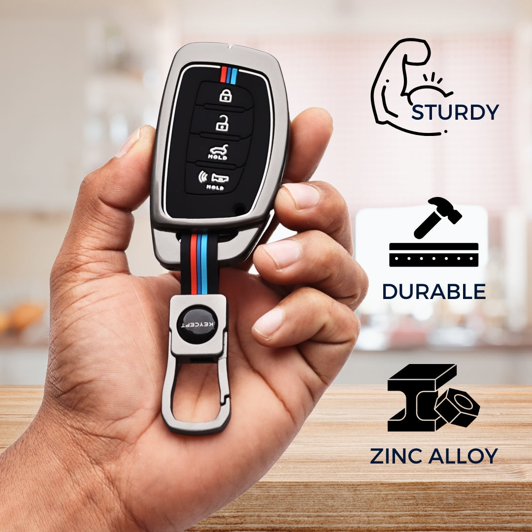 Hyundai Metal Alloy Key Cover with Keychain (Type M1)