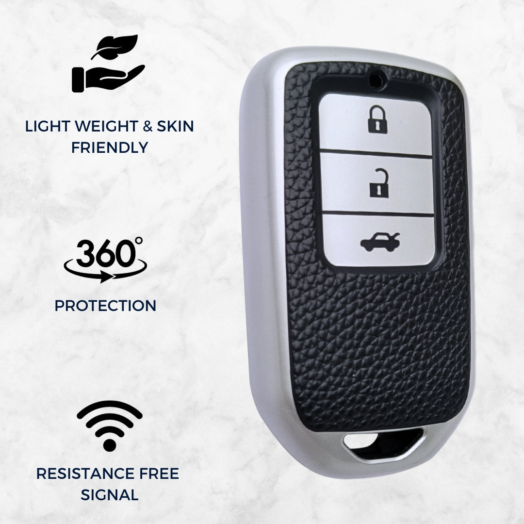 Honda TPU Leather Key Cover with Keychain. (Type 1)