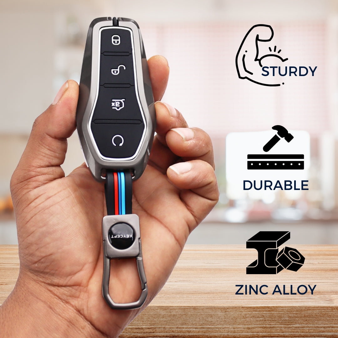 keycept Metal key cover For BYD Atto-3 4 Button Smart Key with Keychain M1.