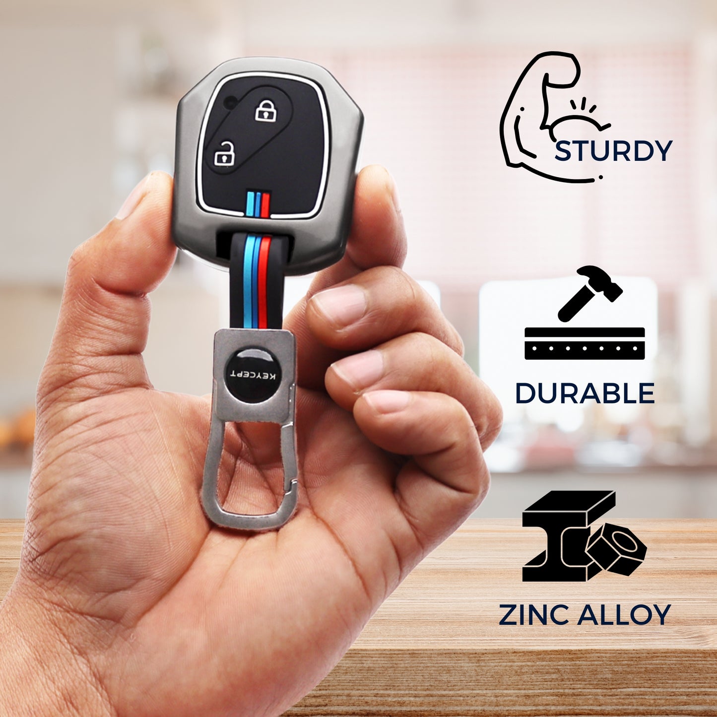 Honda Metal Alloy Key Cover with Keychain (Type M1).