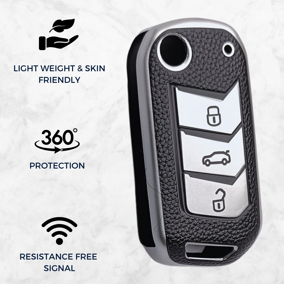 Mahindra TPU (Artificial) Leather Key Cover with Keychain. (Type 7)