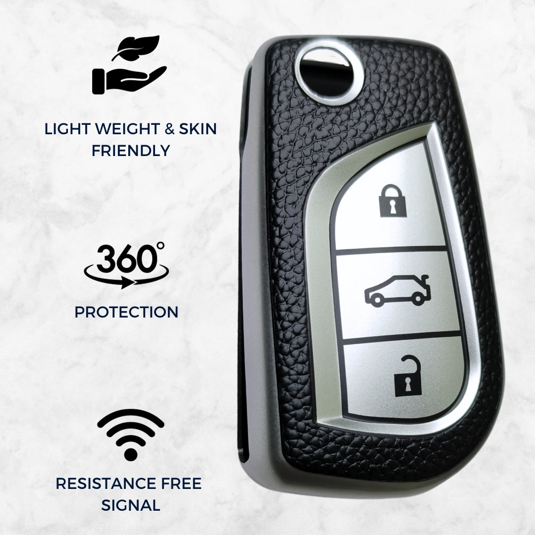 Toyota TPU Leather Key Cover with Keychain (Type 1)