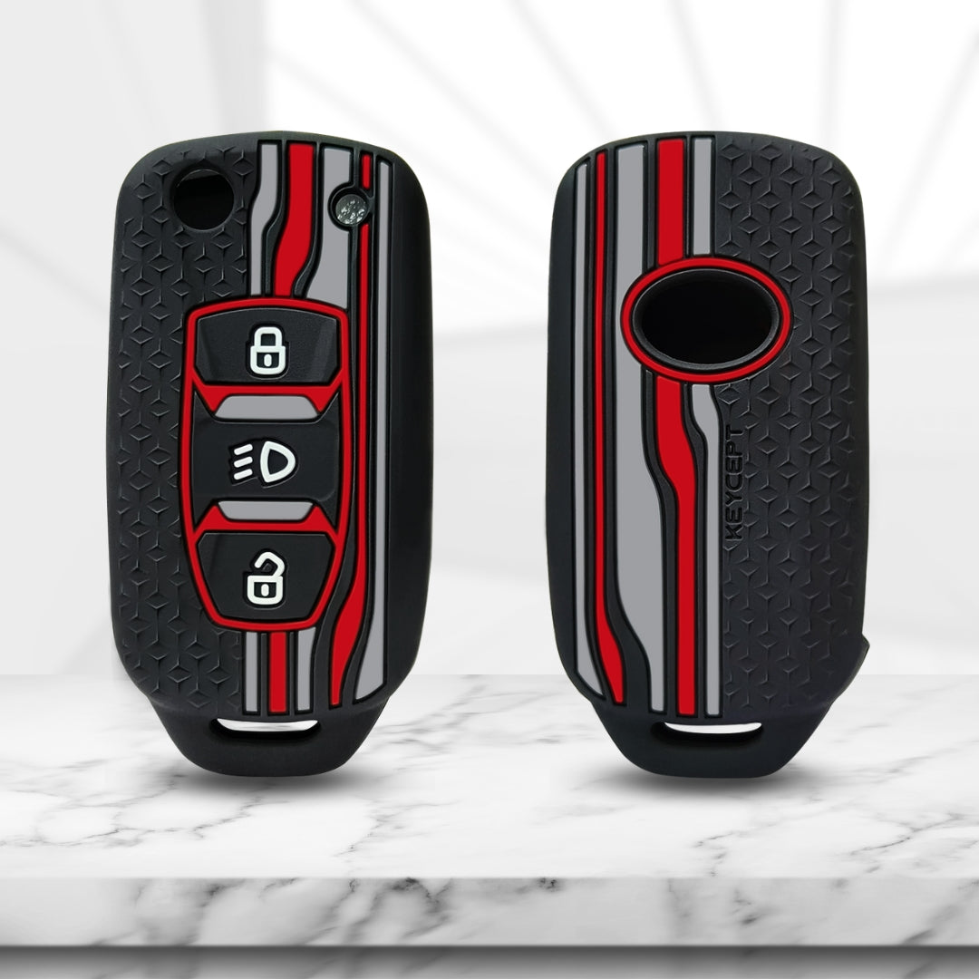 TriStar Silicone Key Cover for tata Tigor, Bolt, Nexon, Hexa, Zest, Tiago, Punch, Safari, Altroz, Storme 3 button Flip Key