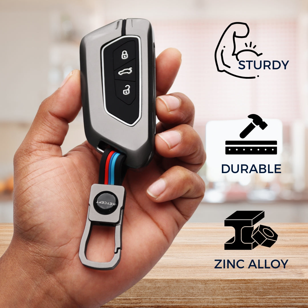 Skoda/ Volkswagen Metal Alloy Key Cover with Keychain (Type M1)