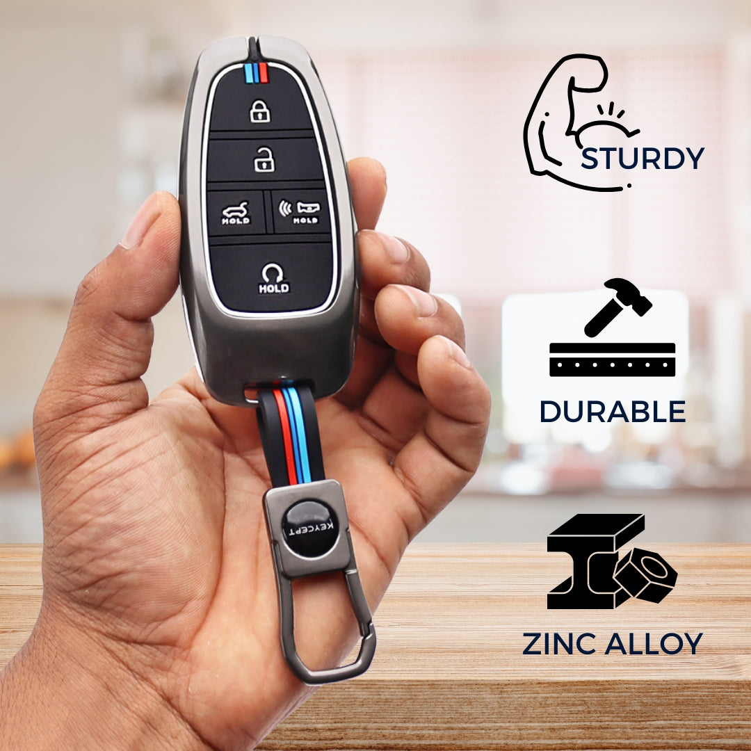 Hyundai Metal Alloy Key Cover with Keychain (Type M1)
