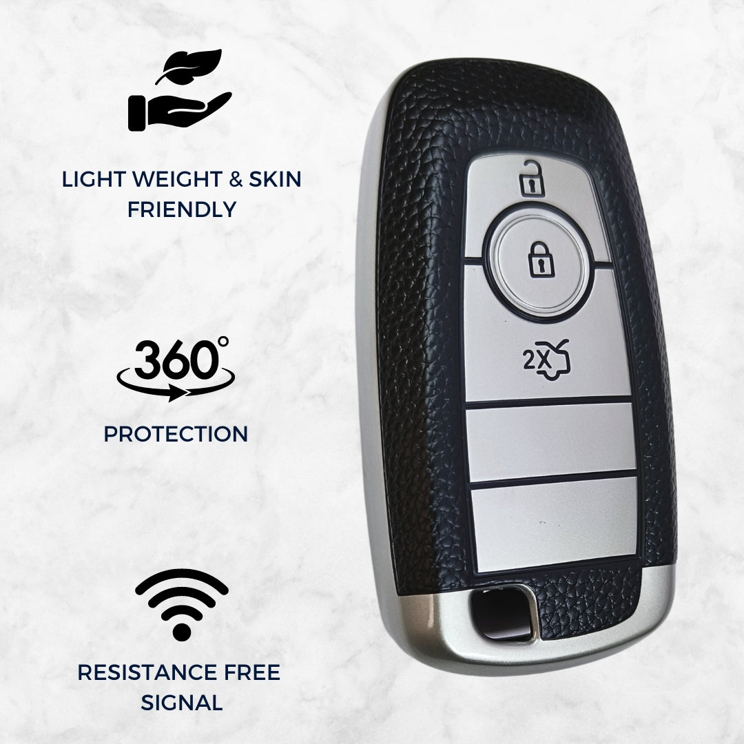 Ford TPU (Artificial) Leather Key Cover with Keychain. (Type 4)