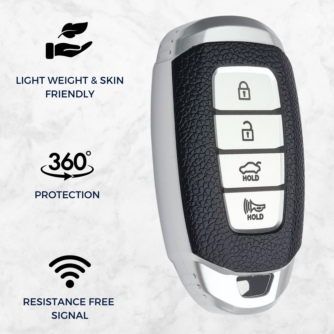 Hyundai TPU (Artificial) Leather Key Cover and Keychain. (Type 5)