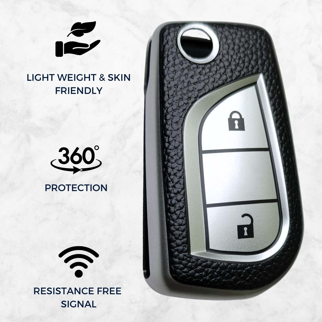 Toyota TPU (Artificial) Leather Key Cover with Keychain (Type 6)