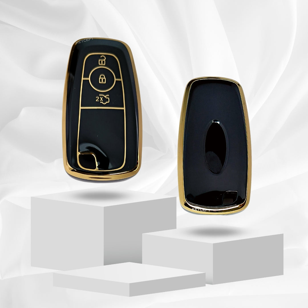 ford figo aspire endeavour 3b smart tpu black gold key case keychain
