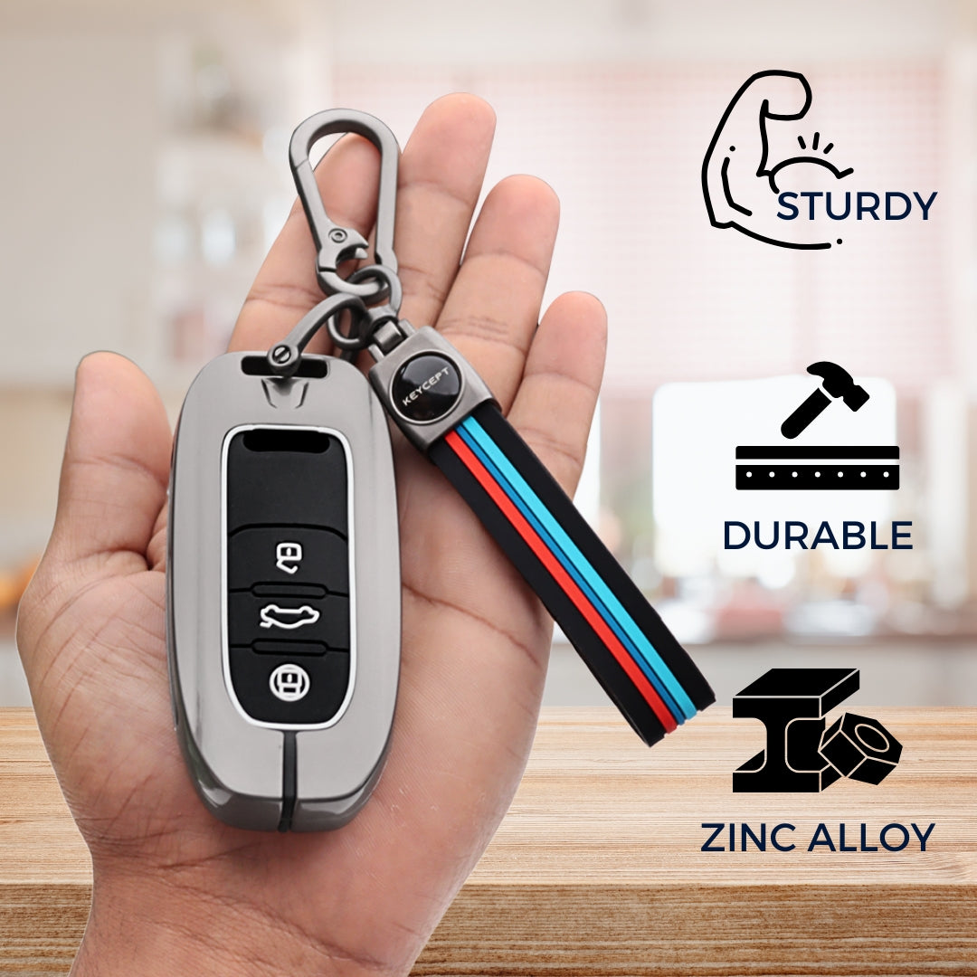 Audi Metal Alloy Key Cover with Keychain (Type M2)
