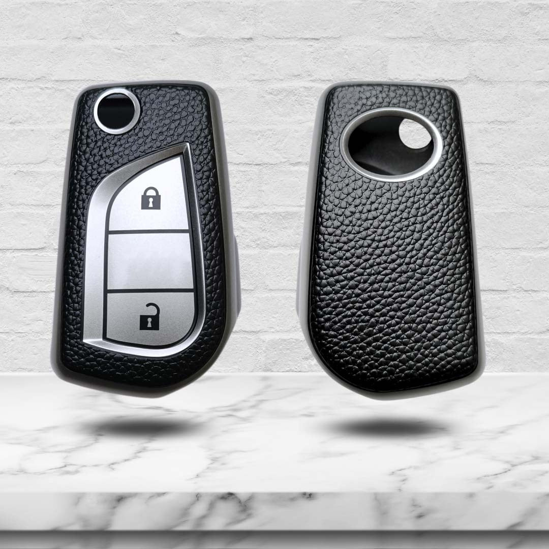 Toyota TPU (Artificial) Leather Key Cover with Keychain (Type 5)