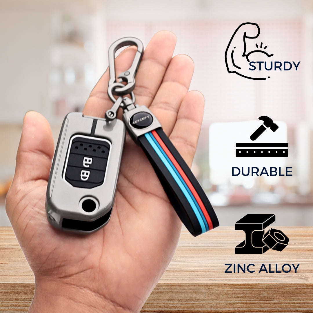 Honda Metal Alloy Key Cover with Keychain (Type M2)