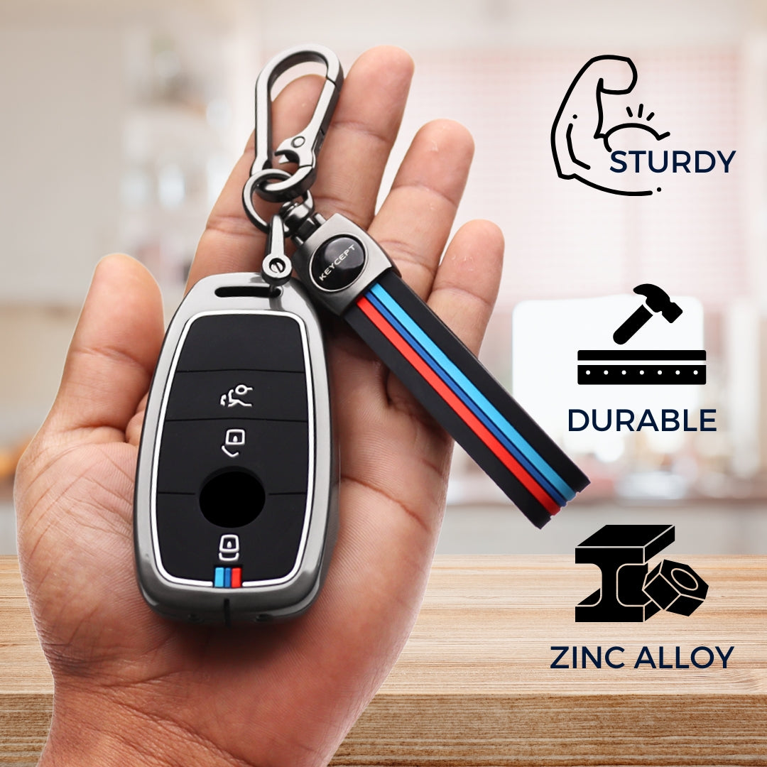 Mercedes Benz Metal Alloy Key Cover with Keychain (Type M2)