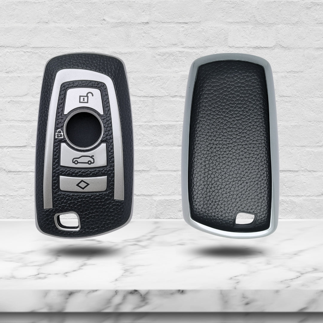 BMW TPU Leather Key Cover With Keychain. (Type 2)