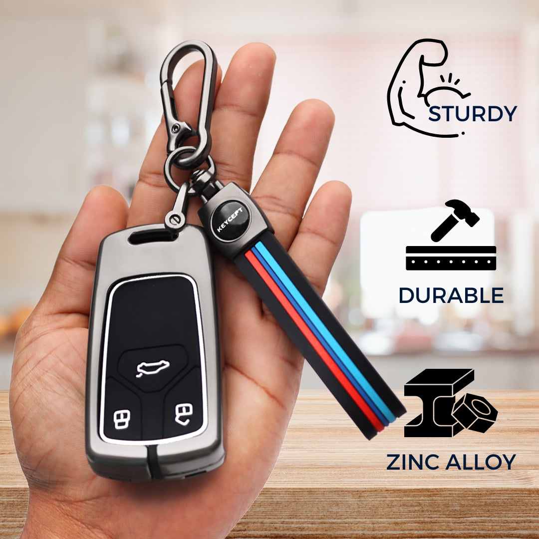 Audi Metal Alloy Key Cover with Keychain (Type M2).