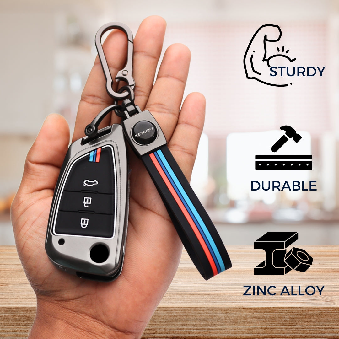 Universal Metal Alloy Key Cover with Keychain (Type M2).