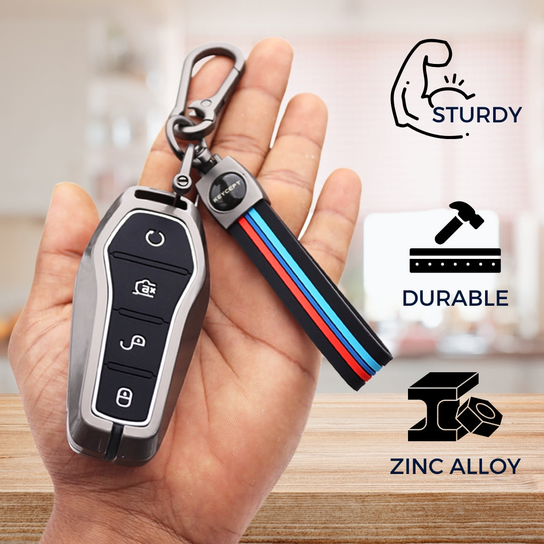 keycept Metal key cover For BYD Atto-3 4 Button Smart Key with Keychain M2.
