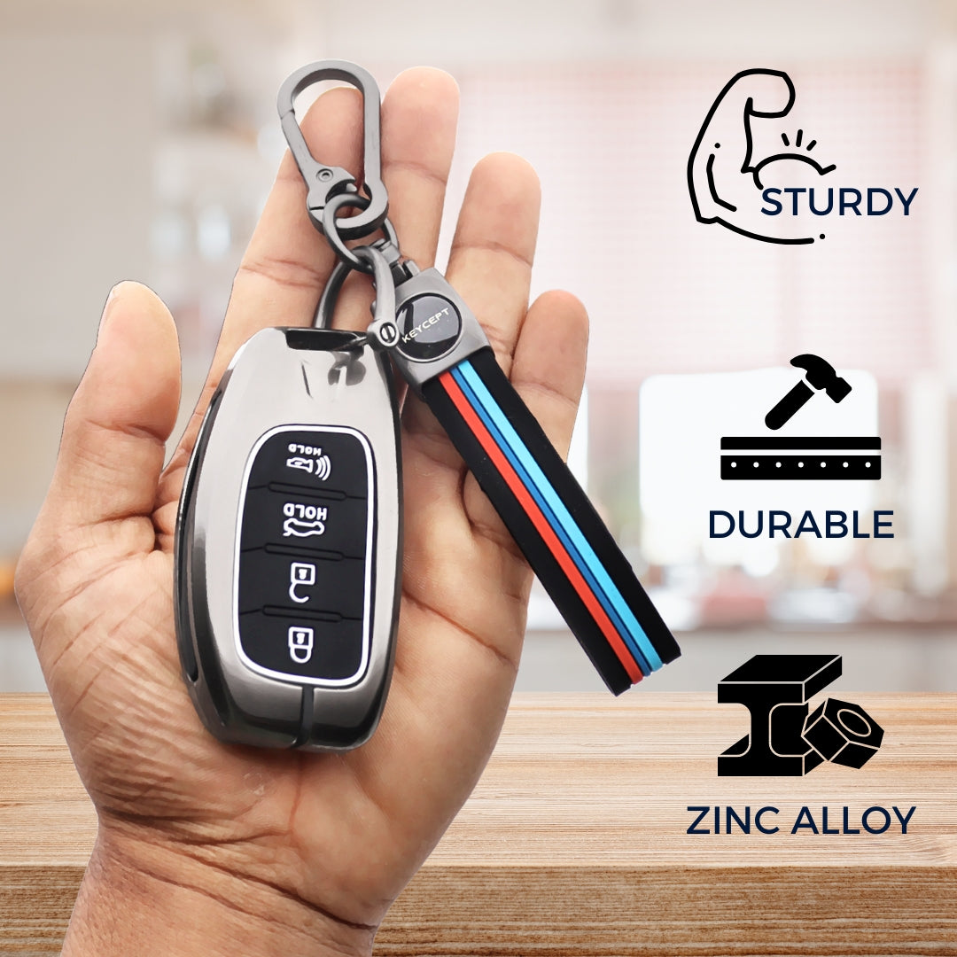 Hyundai Metal Alloy Key Cover with Keychain (Type M2)