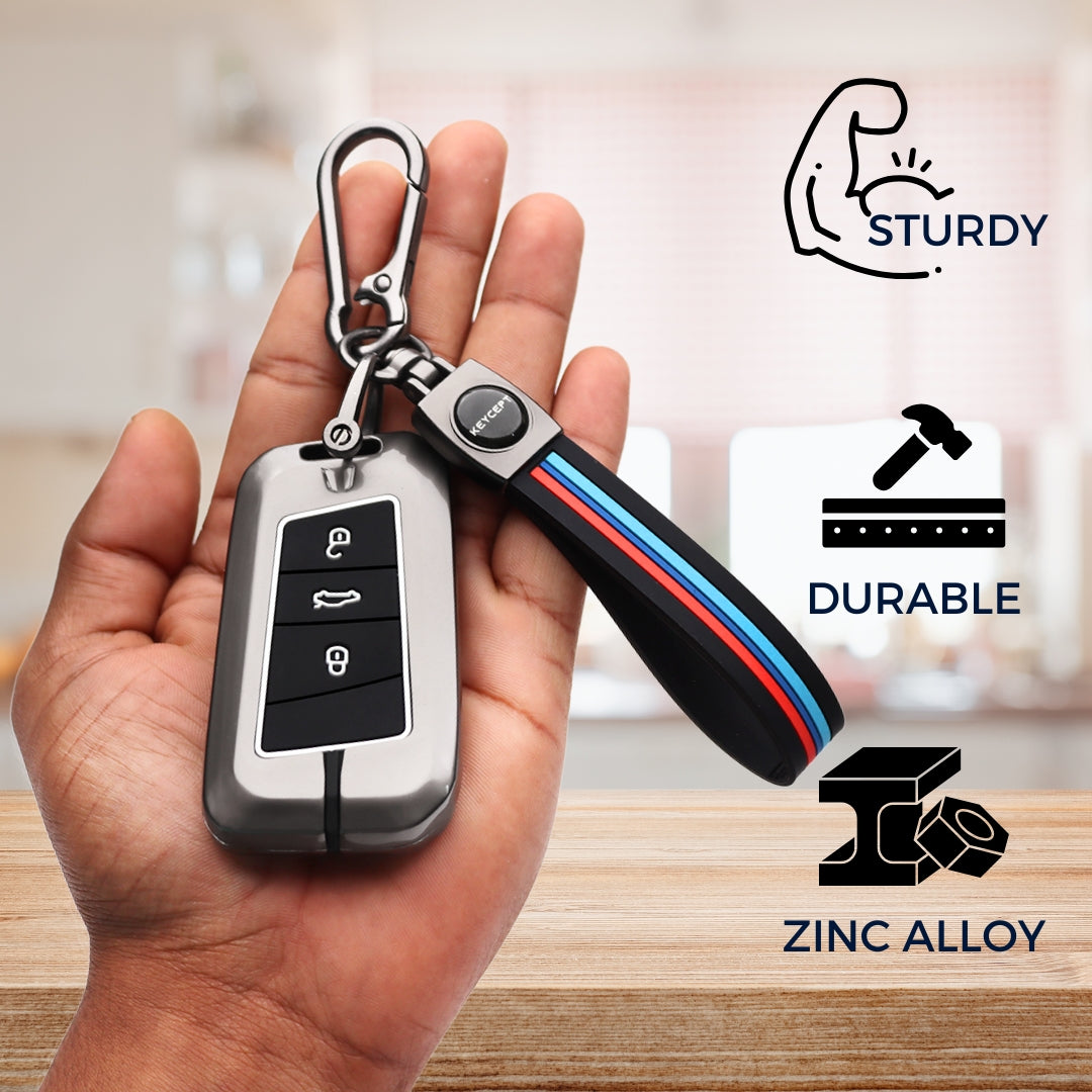 Skoda Metal Alloy Key Cover with Keychain (Type M2)