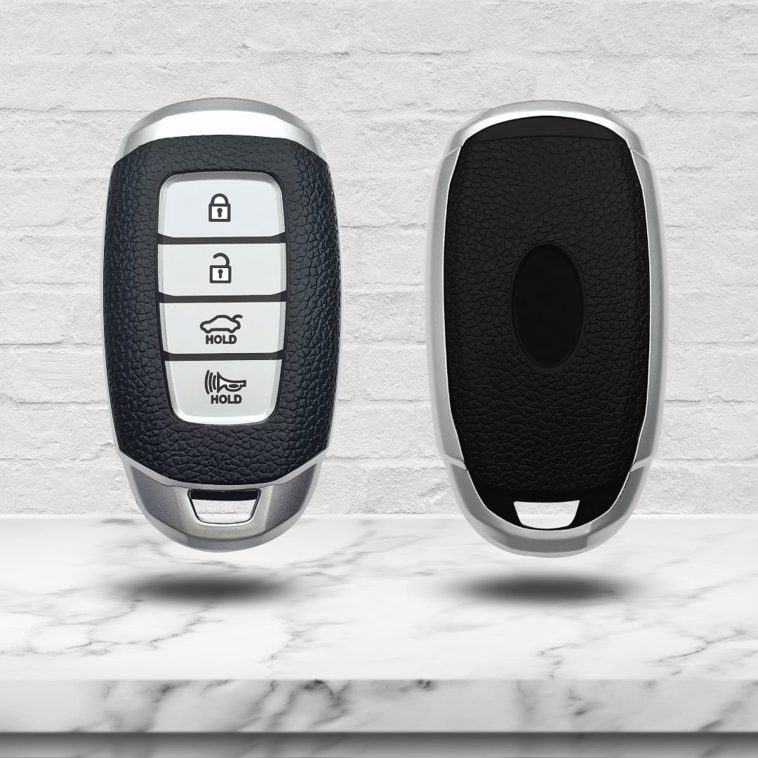 Hyundai TPU (Artificial) Leather Key Cover and Keychain. (Type 6)