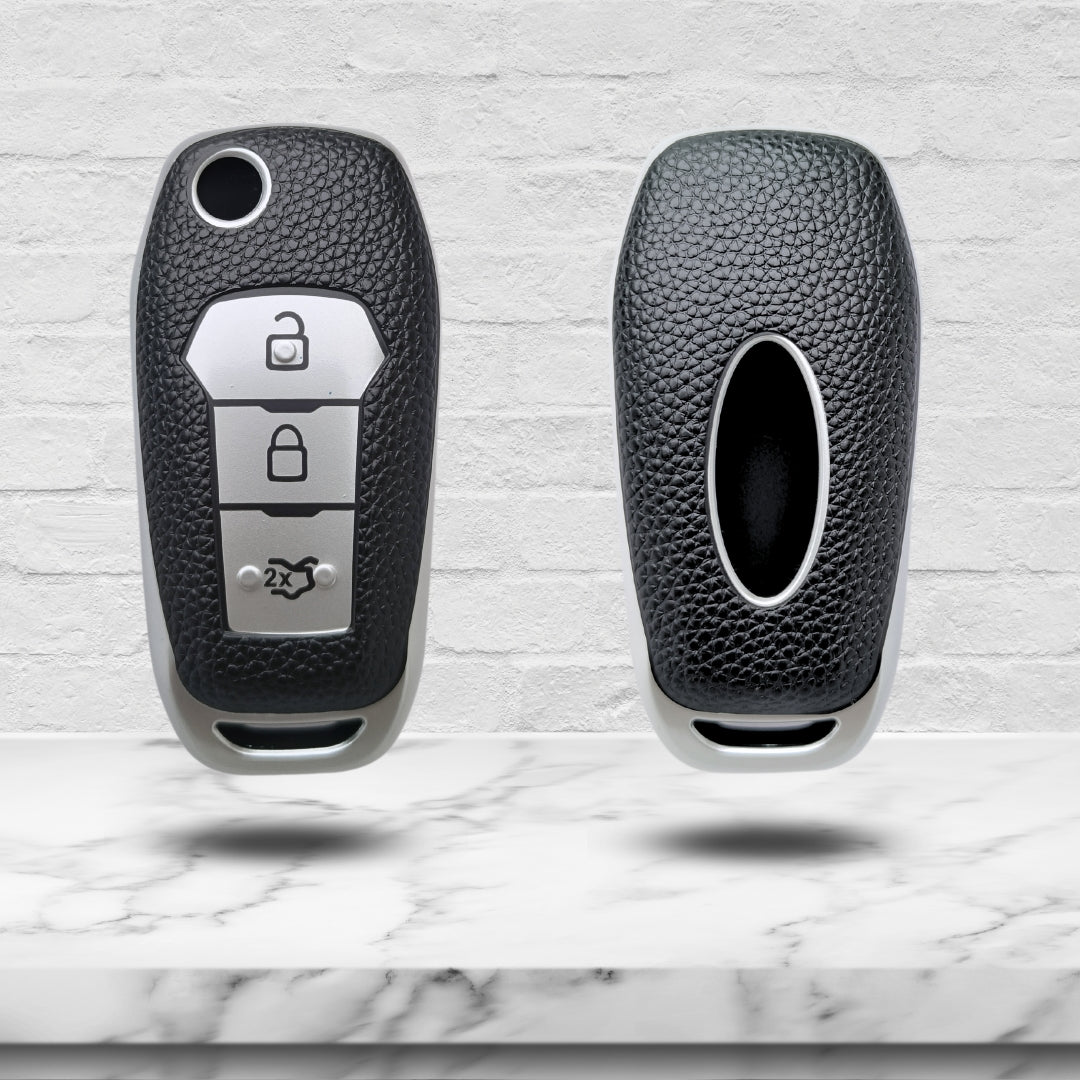 Ford TPU Leather Key Cover with Keychain. (Type 1)