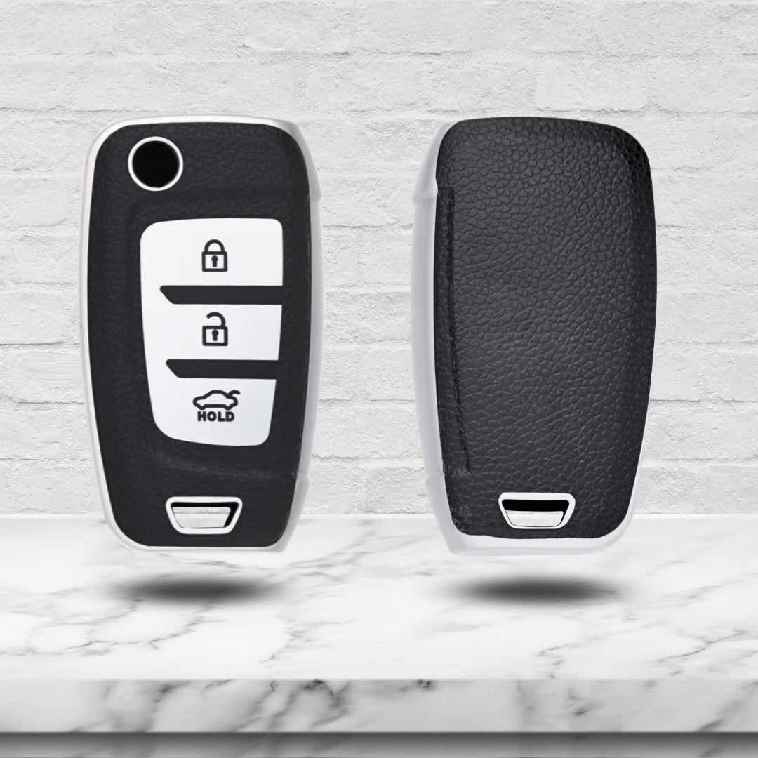Hyundai TPU Leather Key Cover with Keychain (Type 2)