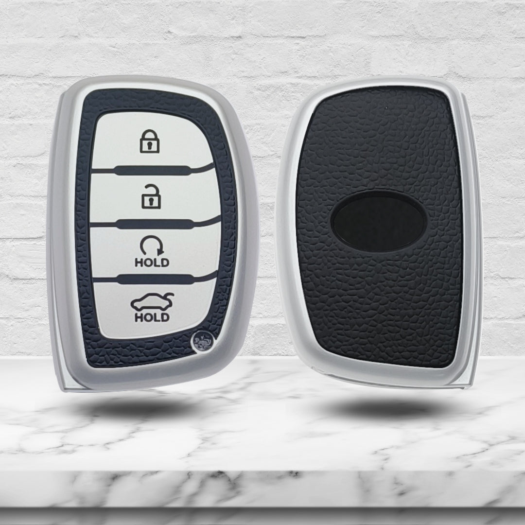 Hyundai TPU (Artificial) Leather Key Cover and Keychain. (Type 7)