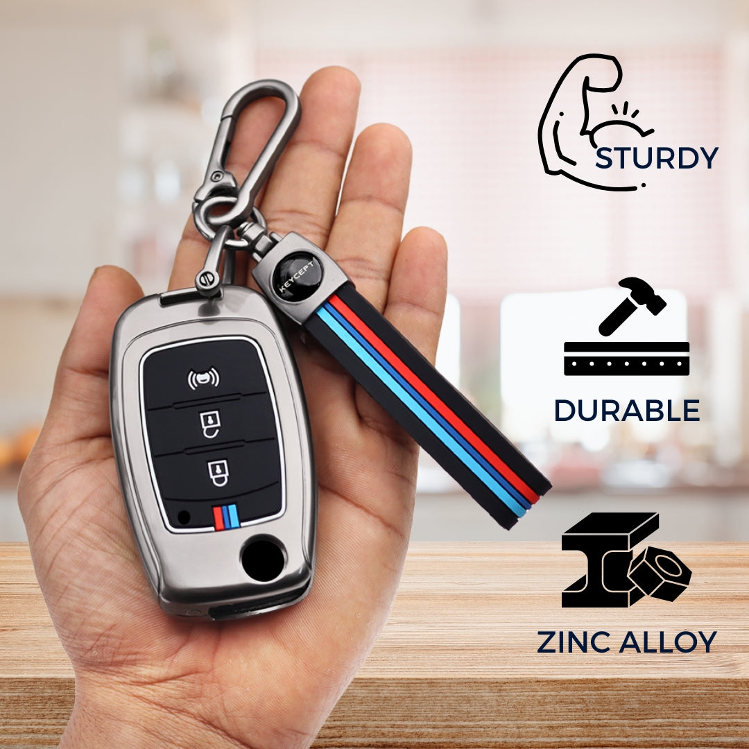 Mahindra Metal Alloy Key Cover with Keychain (Type M2)