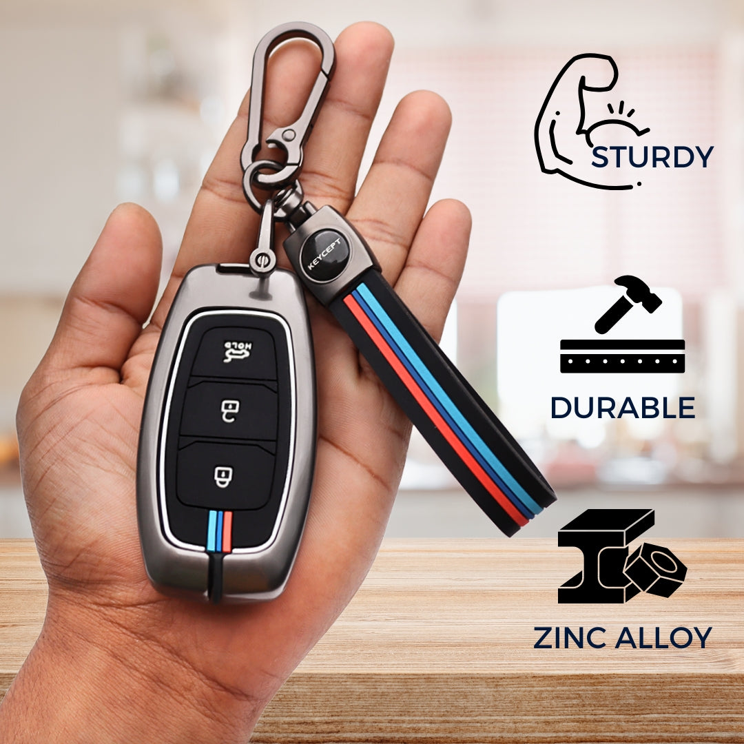 Hyundai Metal Alloy Key Cover with Keychain (Type M2)