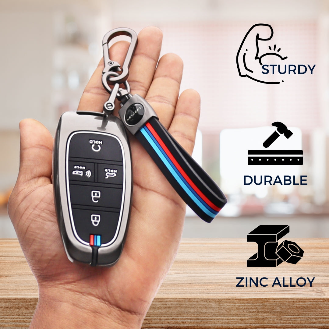 Hyundai Metal Alloy Key Cover with Keychain (Type M2)