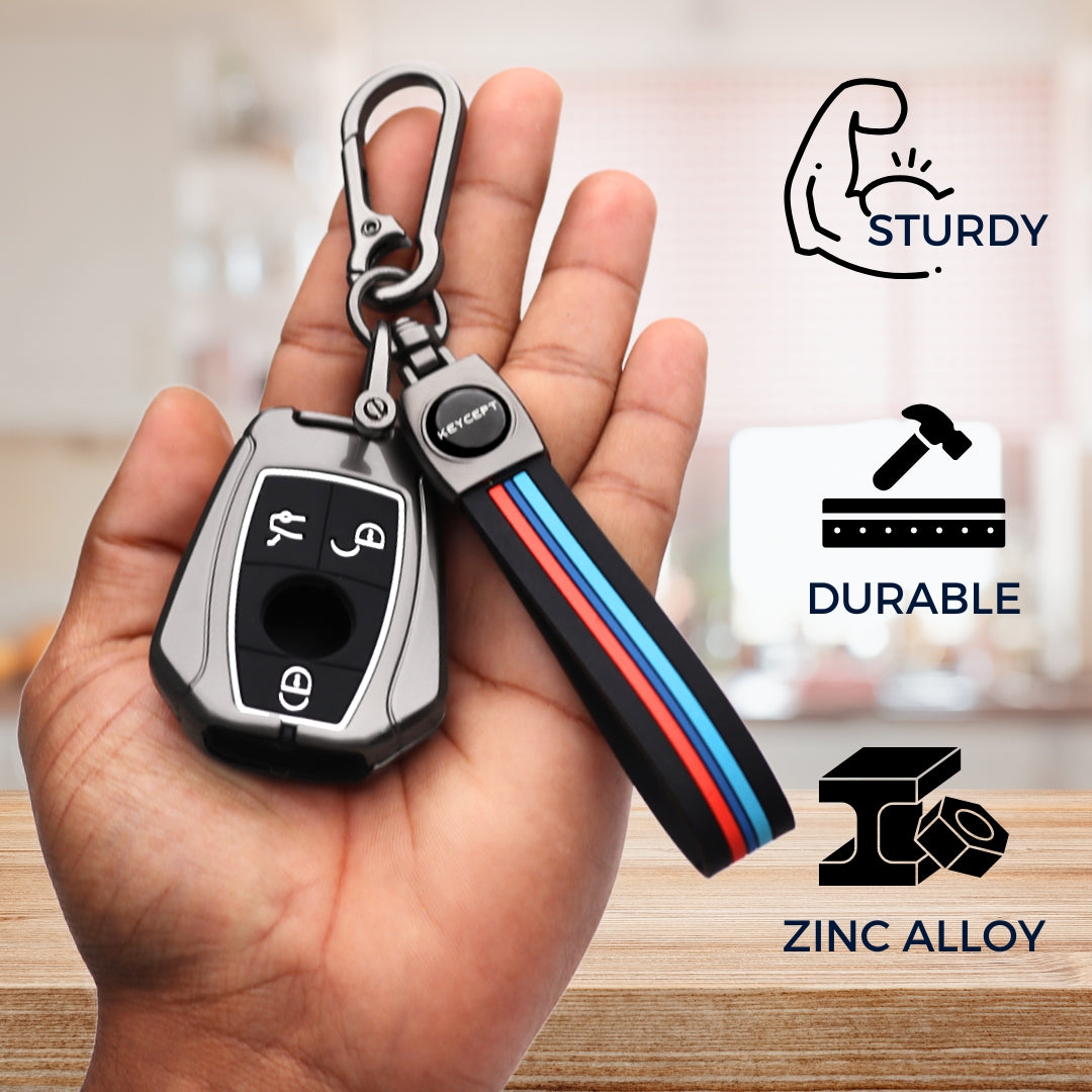 Mercedes Benz Metal Key Cover with Keychain (Type M2)