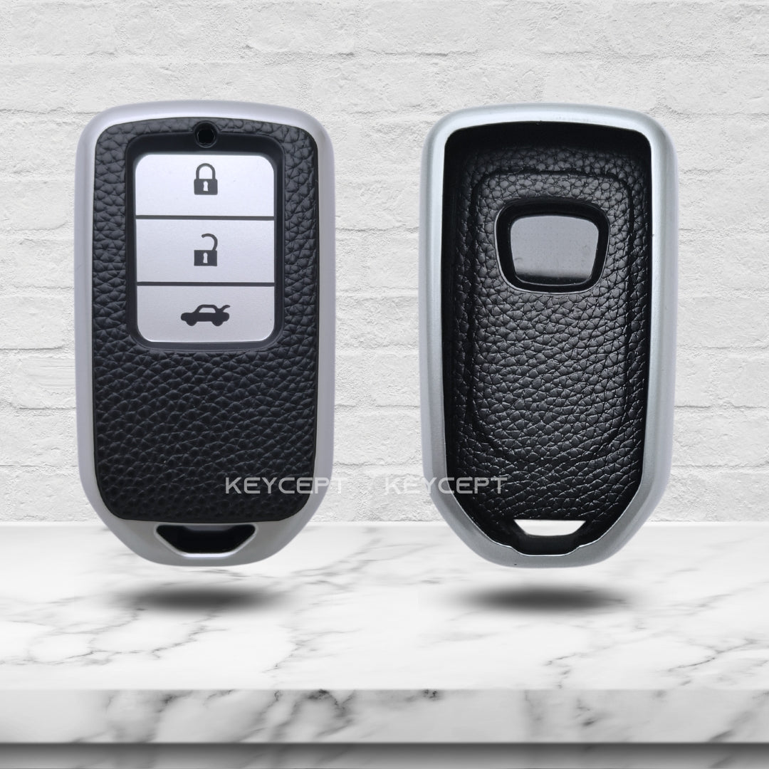 Honda TPU (Artificial) Leather Key Cover and Keychain. (Type 5)