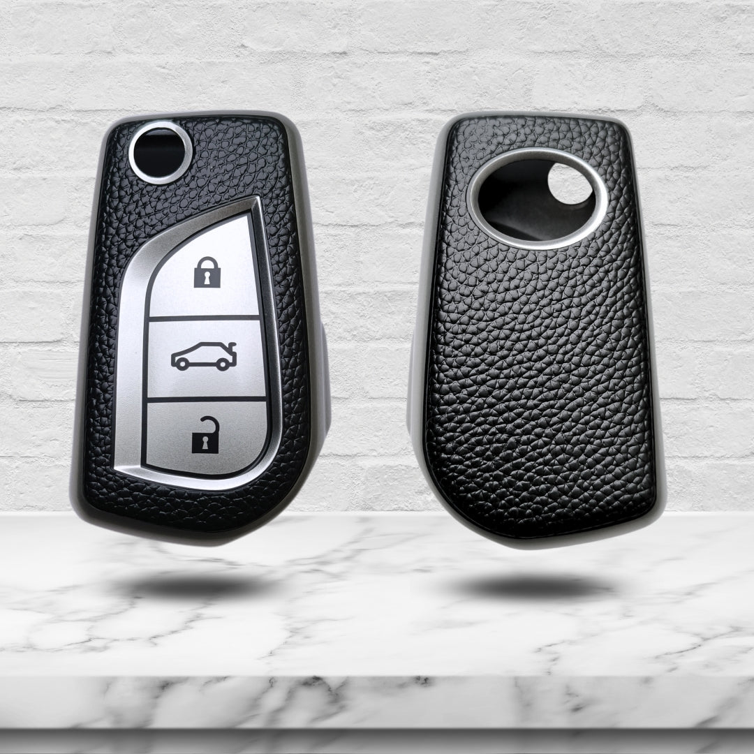 Toyota TPU (Artificial) Leather Key Cover with Keychain (Type 5)