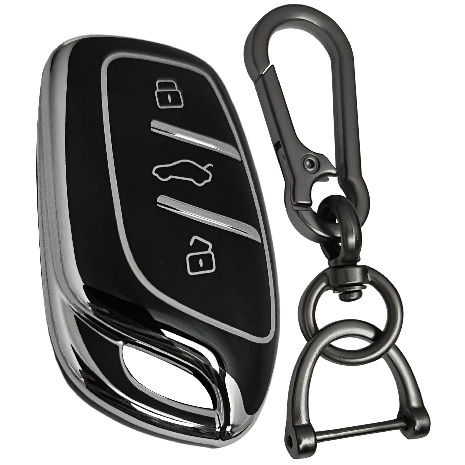 Silver Line TPU Key Cover Compatible for MG ZS EV and Astor 3 button Smart Key with Keychain 1