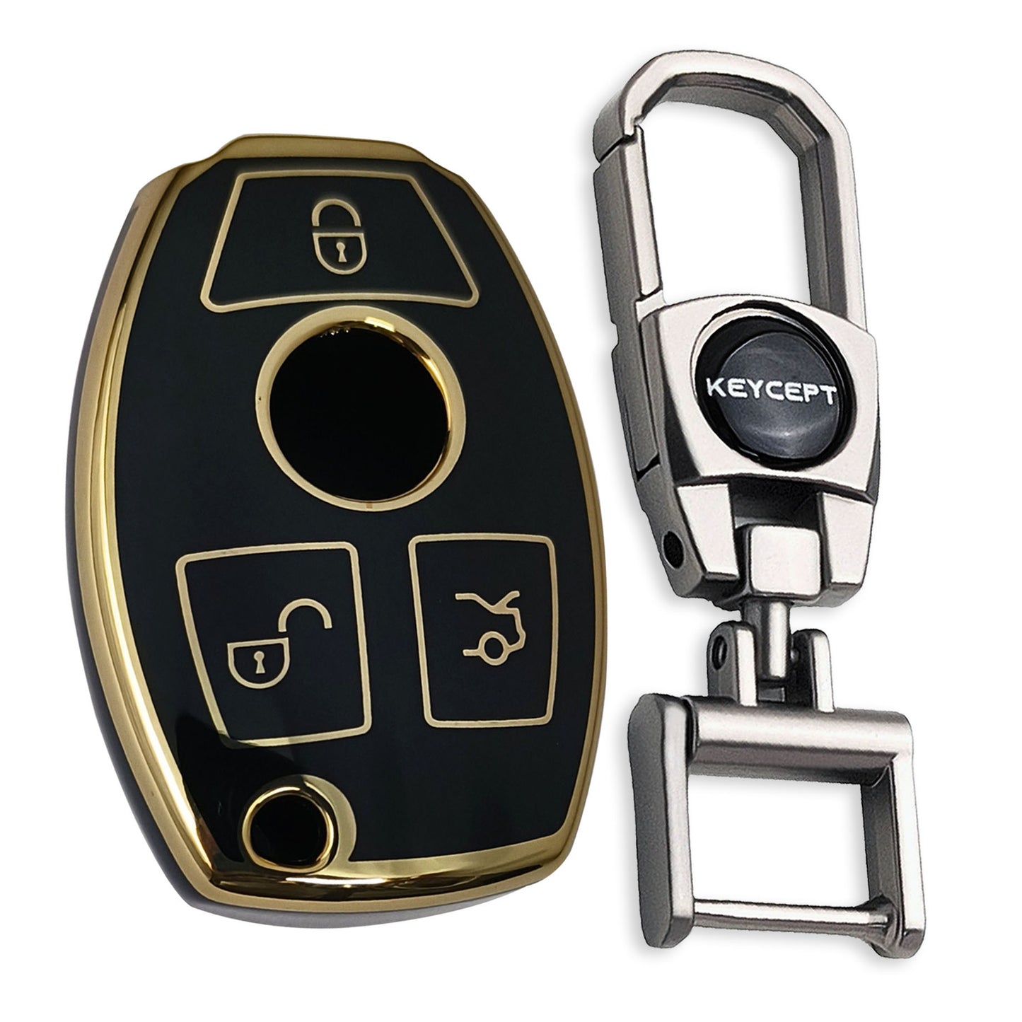 Mercedes Benz Gold Line TPU Key Cover with Keychain (Type 2)