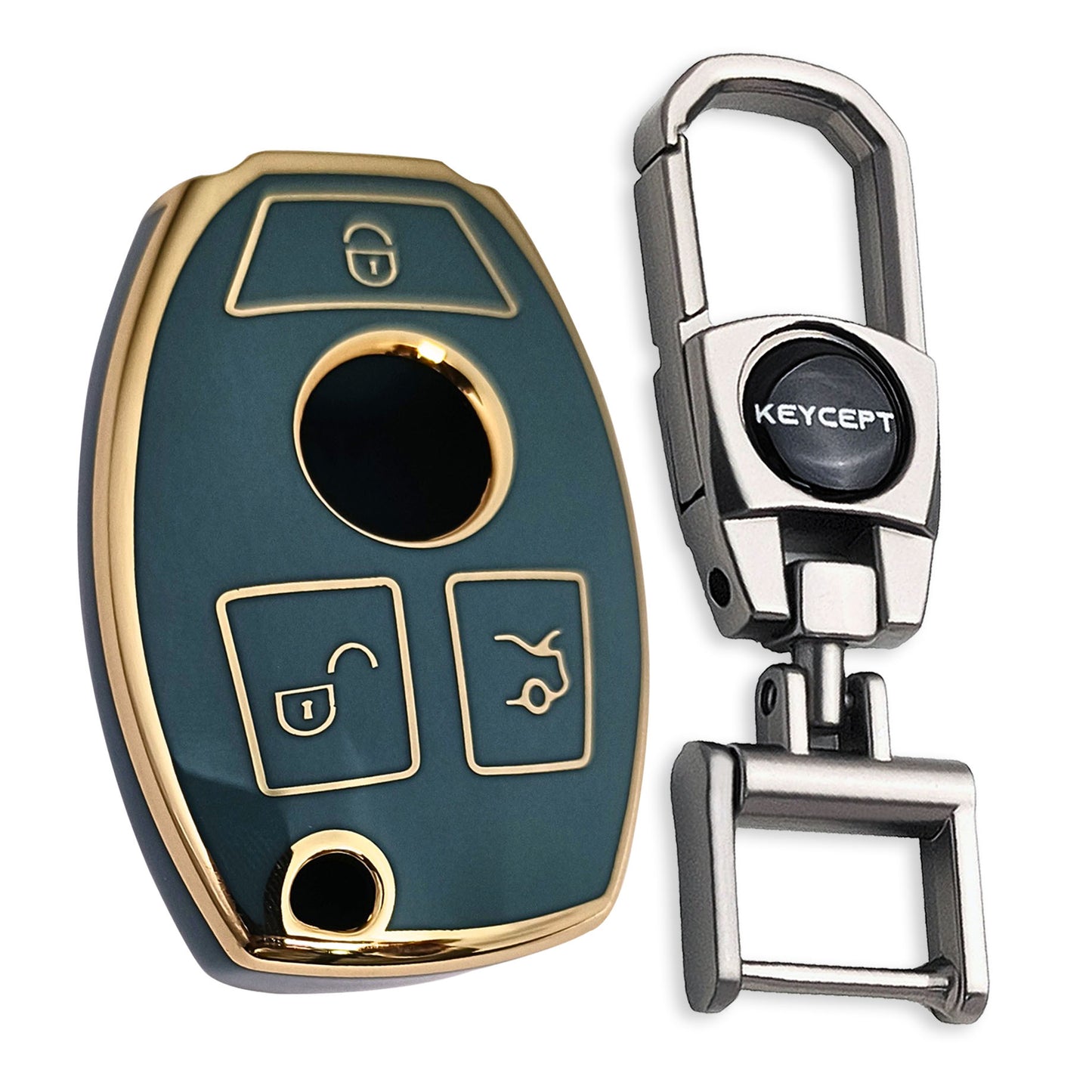 Mercedes Benz Gold Line TPU Key Cover with Keychain (Type 2)