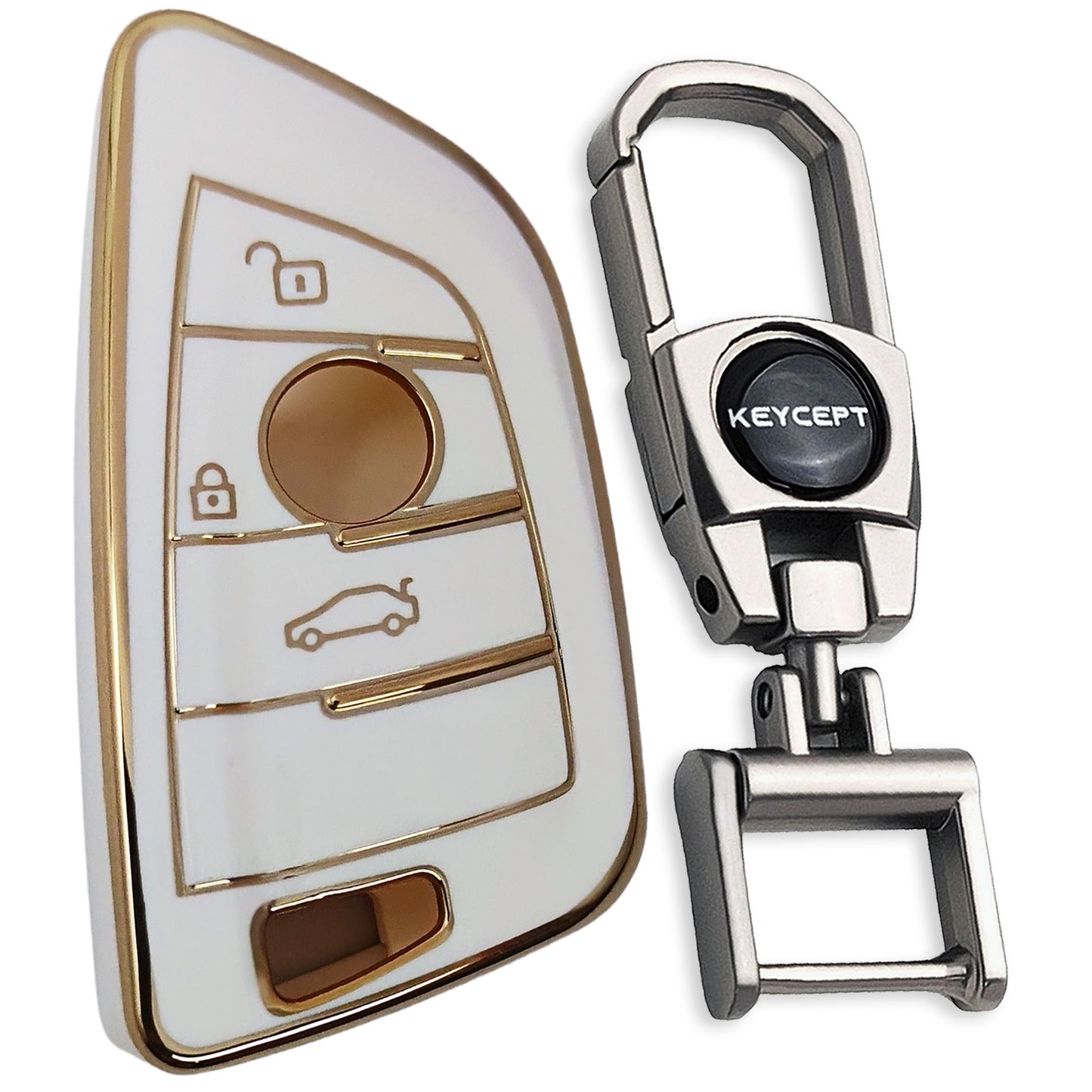 BMW Gold Line TPU Key Cover With Keychain (Type 2)