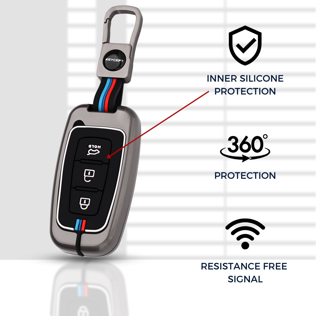 Hyundai Metal Key Cover with Keychain (Type M1)