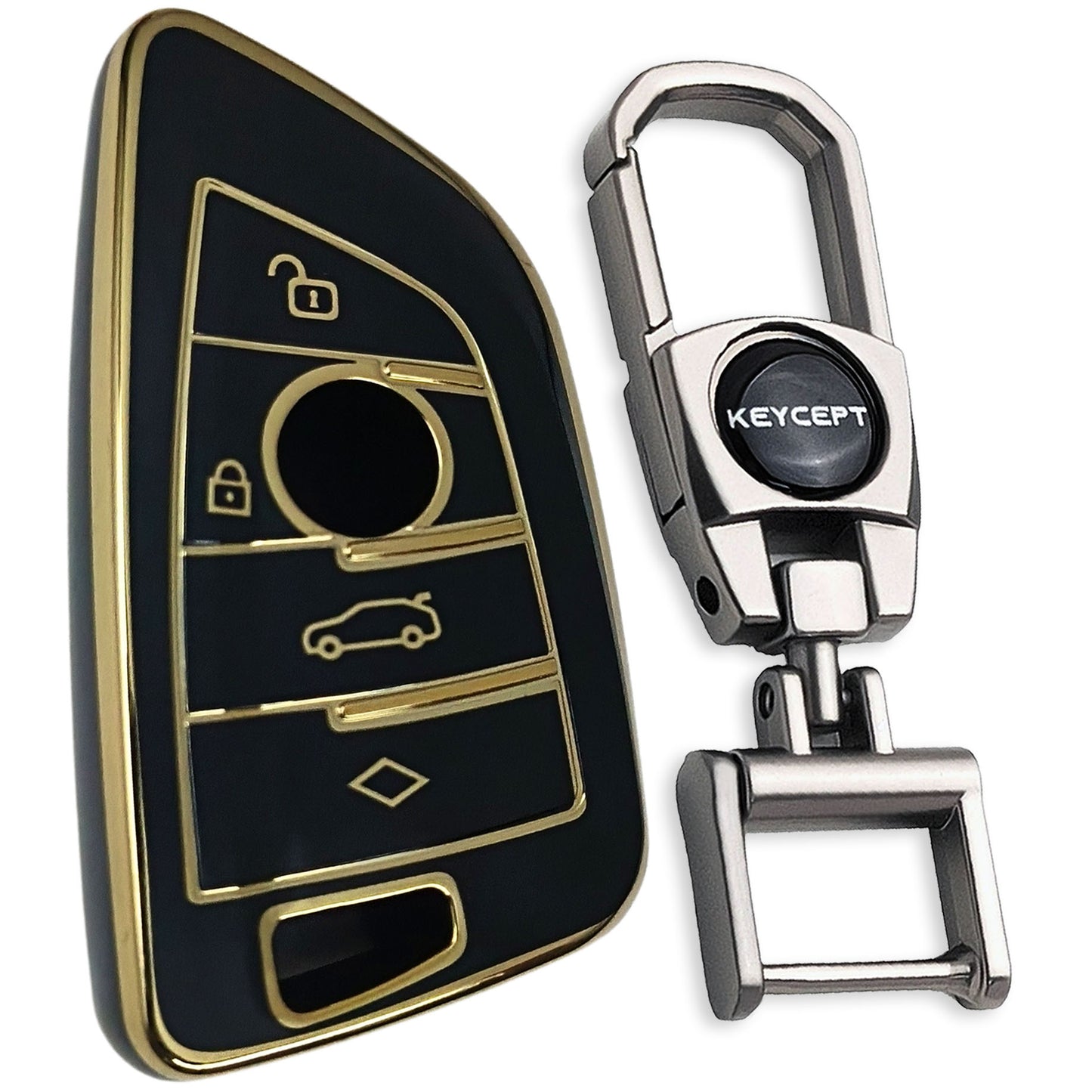 BMW Gold Line TPU Key Cover with Keychain (Type 2)