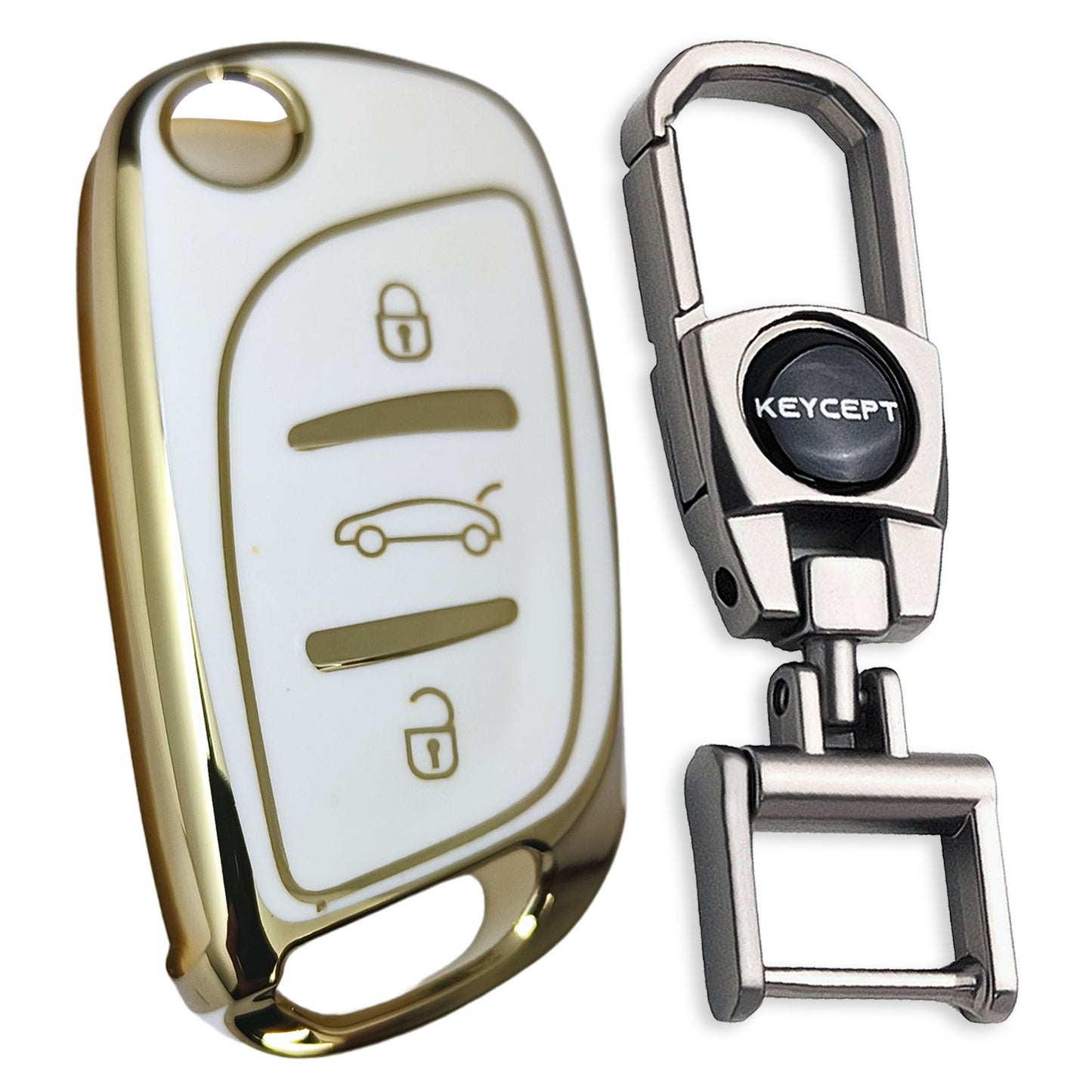 Universal Gold Line TPU Key Cover with Keychain (Type 2)